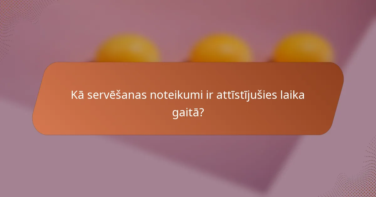 Kā servēšanas noteikumi ir attīstījušies laika gaitā?