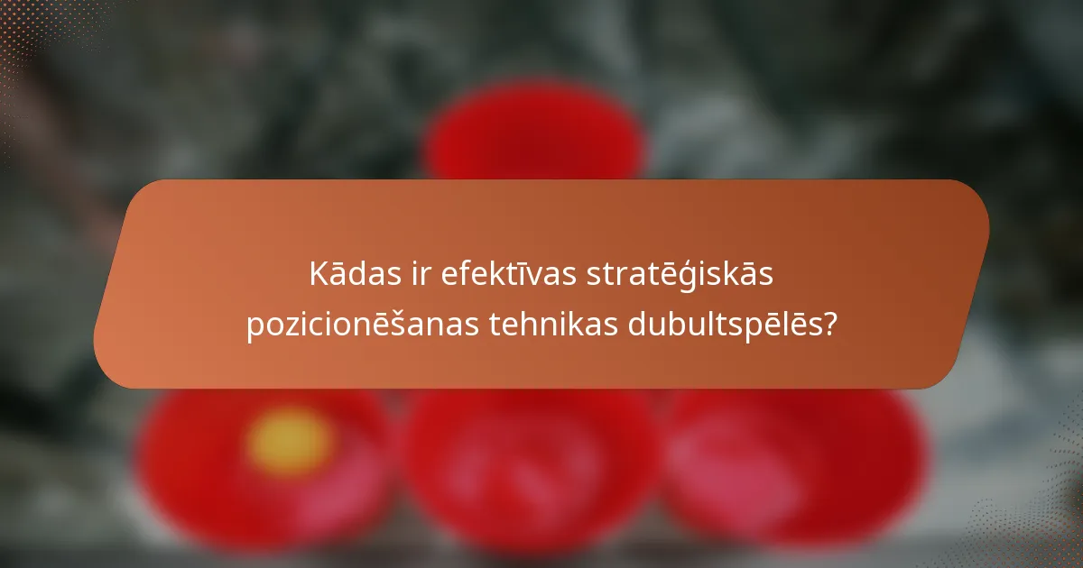 Kādas ir efektīvas stratēģiskās pozicionēšanas tehnikas dubultspēlēs?