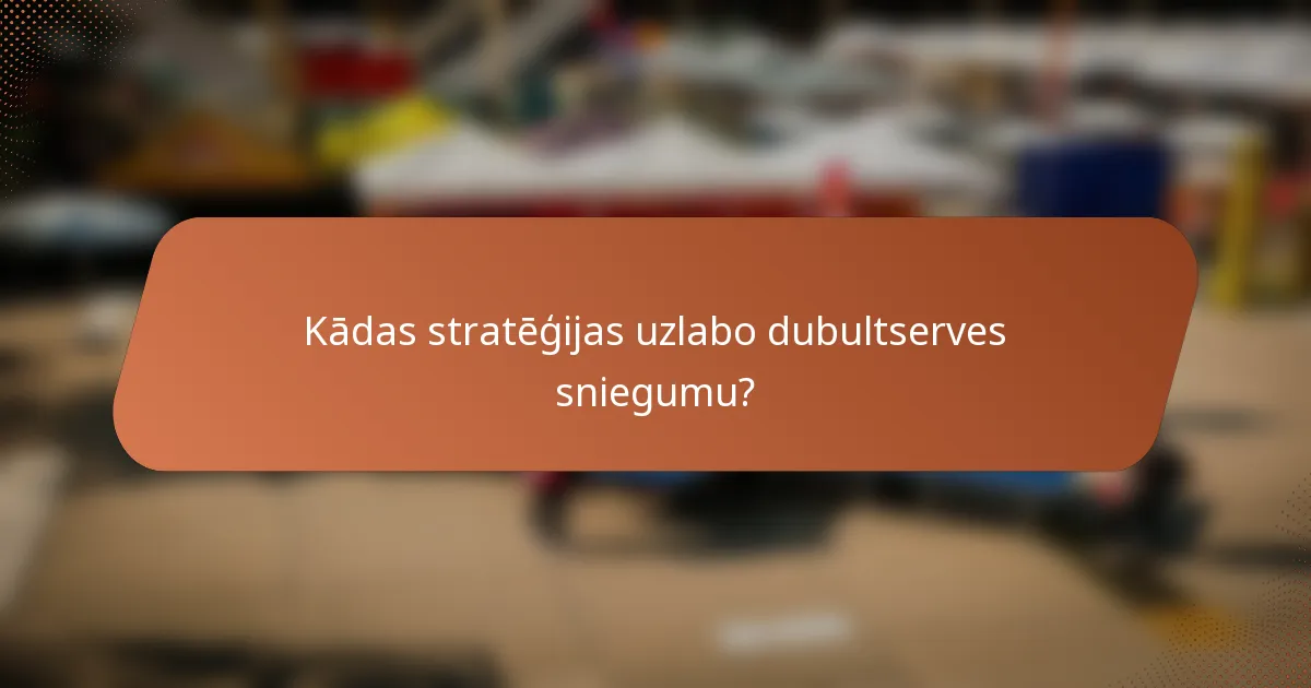 Kādas stratēģijas uzlabo dubultserves sniegumu?