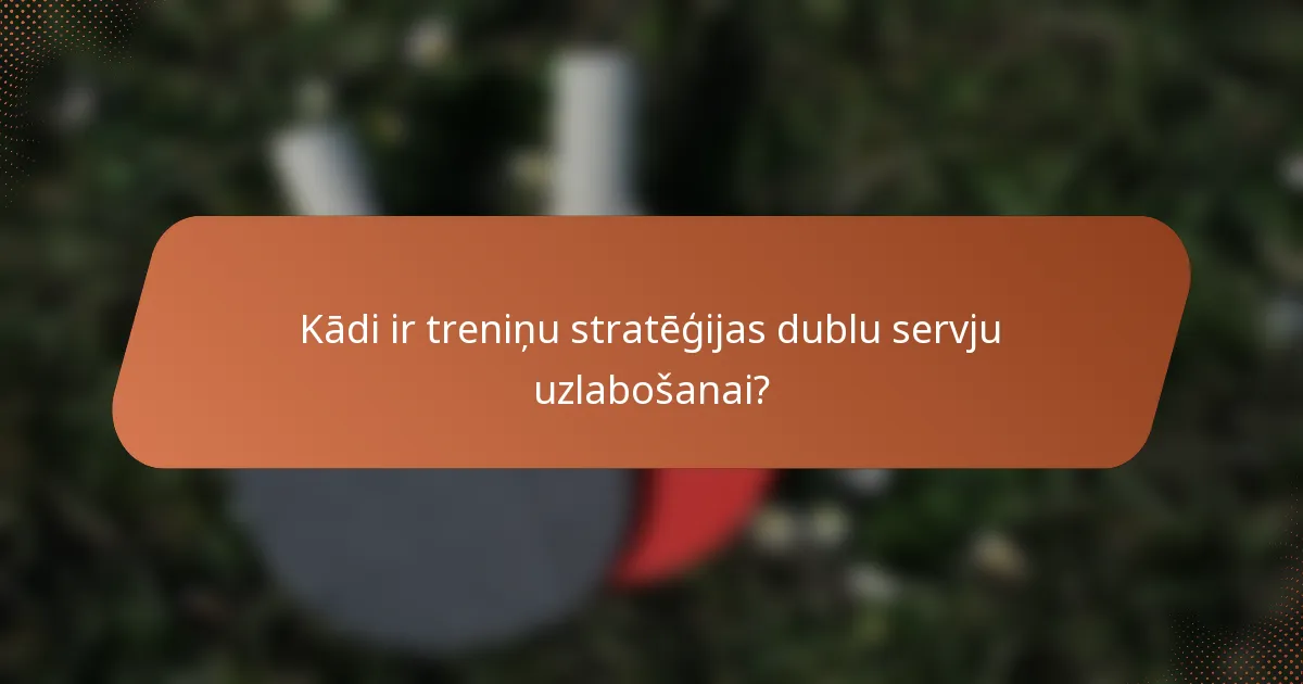 Kādi ir treniņu stratēģijas dublu servju uzlabošanai?