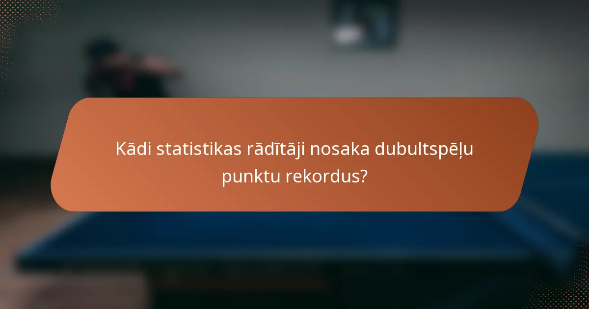 Kādi statistikas rādītāji nosaka dubultspēļu punktu rekordus?