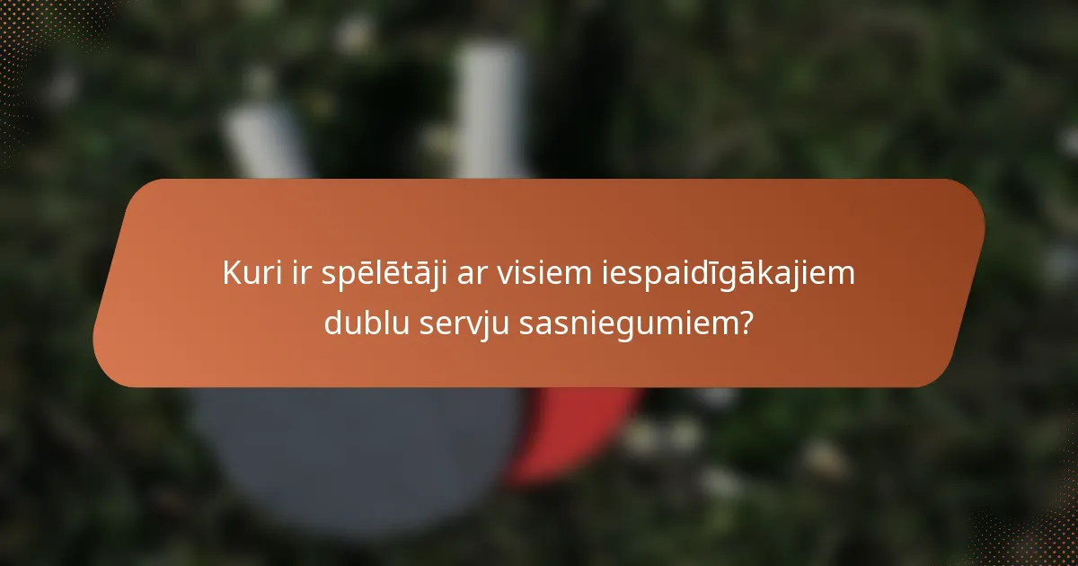 Kuri ir spēlētāji ar visiem iespaidīgākajiem dublu servju sasniegumiem?